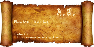 Mauker Berta névjegykártya